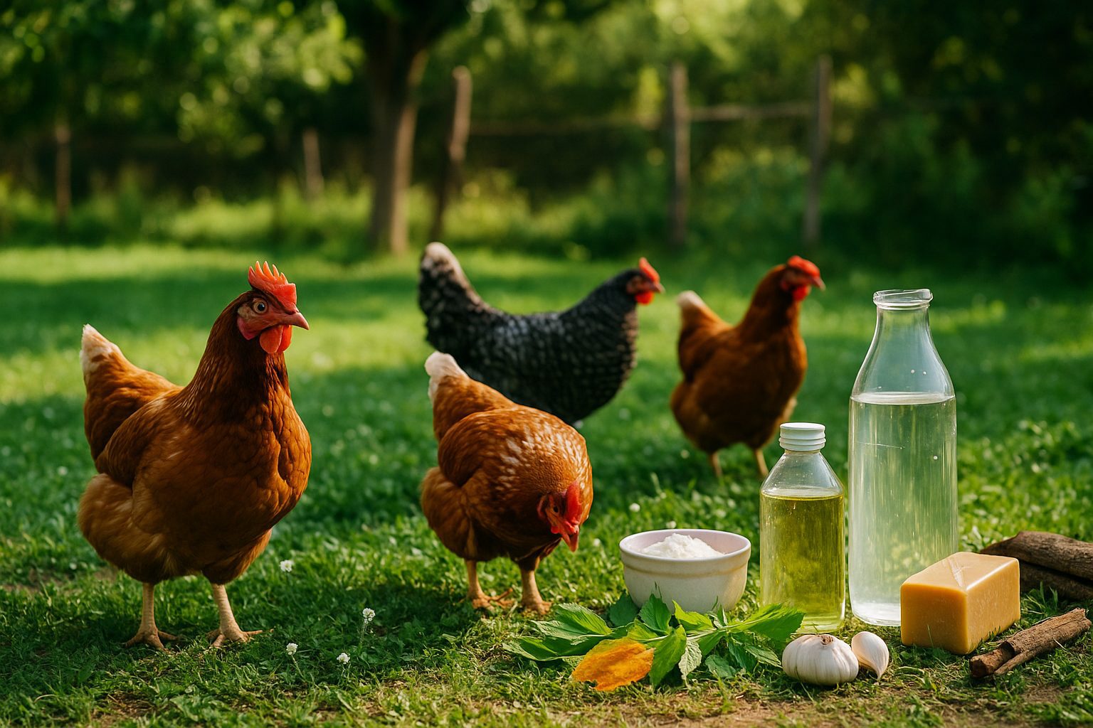 Galinhas soltas no pátio